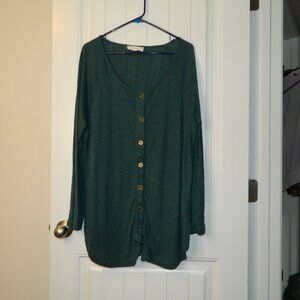 Weekend Button down tunic Forest Green 2X